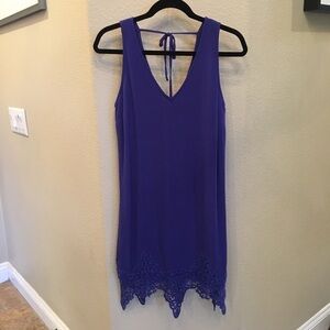 ASTR Women Lavender Crochet Hem Sleeveless Dress Size Small